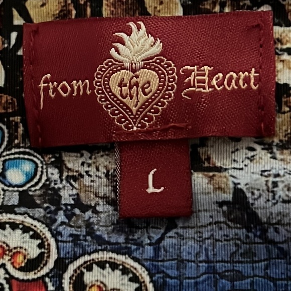 From The Heart Jaida soft velvet retro print dress tunic Sz L - Picture 6 of 7